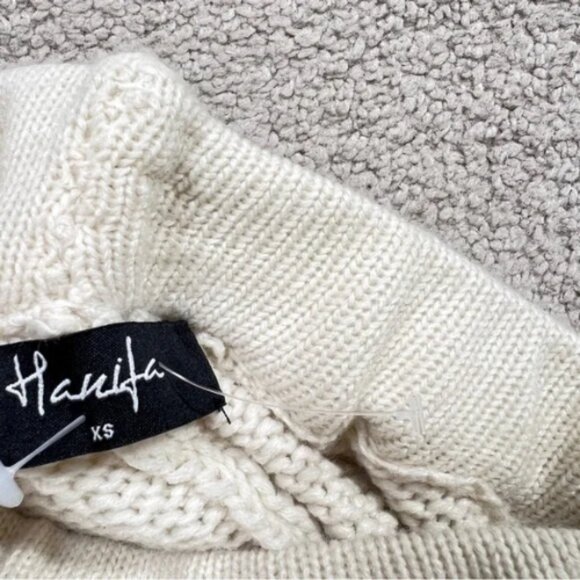 Hanifa Cream Chunky Cozy Knit Flare Leg Pants Tall Girl Friendly Sz XS - Picture 8 of 9